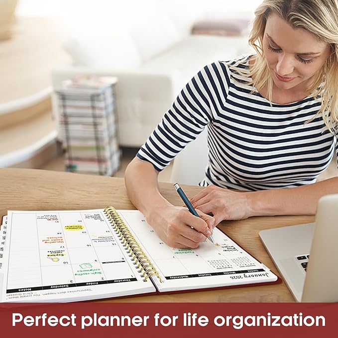 2026 Planner, Weekly and Monthly Calender Planner, Jan 2026 to Dec 2026, Hardcover 2026 Calendar Book with Tabs & Inner Pocket, Office Home School Supplies for Women & Men - A4 (8.5" x 11"), Burgundy