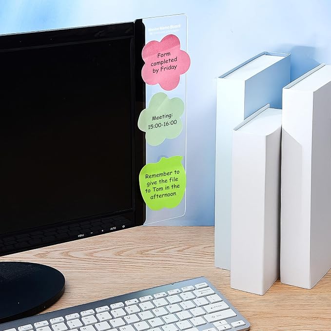 Zonon 12 Pieces Monitor Memo Board, Memo Boards for Computers Transparent Acrylic Monitor Side Panel Office Desk Accessories Desktop Computer Sticky Note Holder for Office Home Work Desk