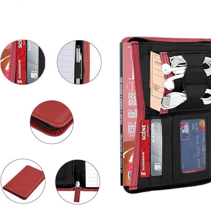 Junior Padfolio Portfolio with 5 x 8 Writing Pad, A5 Business Portfolio Binder Folder Organizer Multi-Function Combination Case for Men Women, Red.
