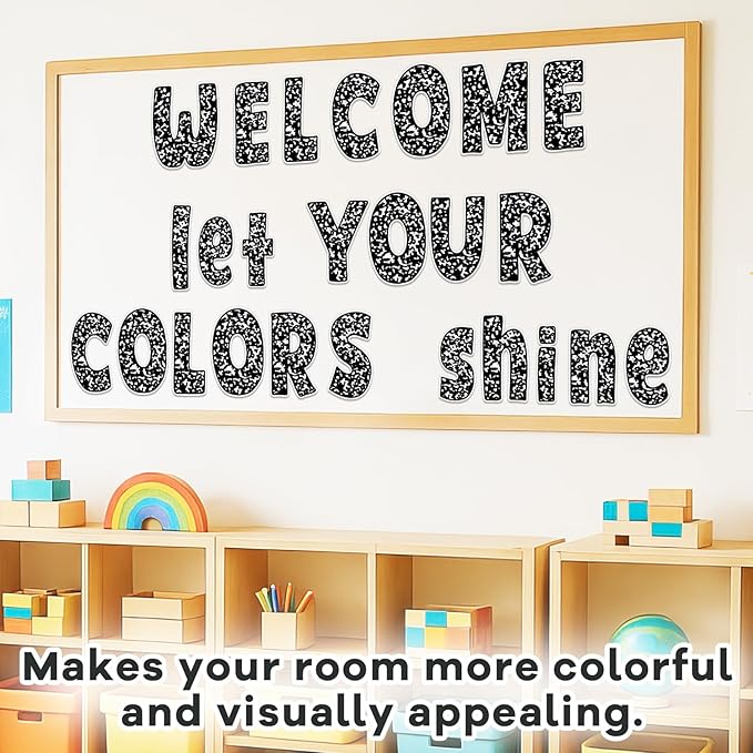 150Pcs Composition Bulletin Board Letters Composition Themed Classroom Decor Alphabet Combo Set Alphabets Numbers Symbols Paper Cutouts for Party School Classroom Blackboard Decoration Supplies