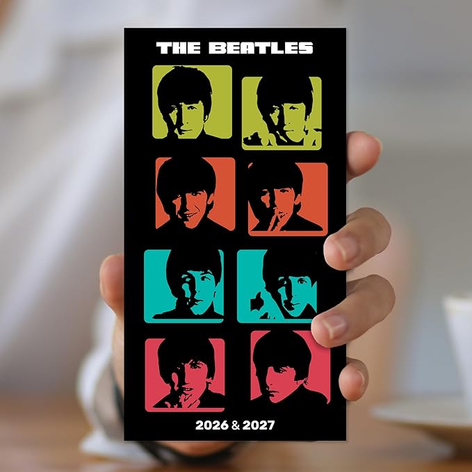 TF Publishing 2026-2027 Beatles Small Monthly Pocket Planner with 2 Page Large Calendar Grid and Lined Notes Section - 2 Year Pocket Calendar 2026-2027 Perfect for Purse - 3.5in x 6.5in