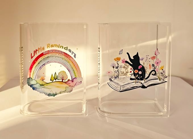 Book Shaped Bookmark Holder, Reading Accessories Gift for Book Lovers, Women, Librarians (cat)
