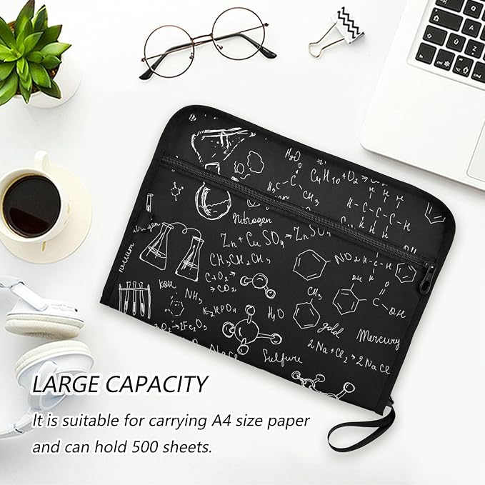 Drawing Chemical Black 13 Pockets Expanding File Folder with Sticky Labels Accordion File Folder Document Organizer Letter Size A4 Papers Expandable File Keeper