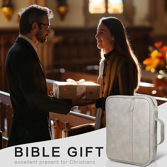 Orionstar Bible Cover for Women/Men, Leather Bible Case With Handle, Minimalist Design for Women/Men, Water Resistant Bible Cover Case, Surface Zippered Storage Pocket, Bible Gift