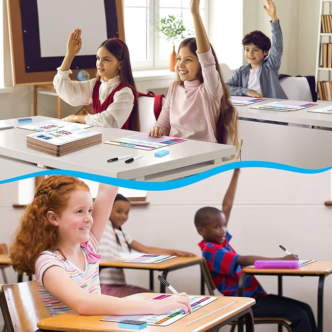 Qeeenar 12 Set Dry Erase Place Value Whiteboard with Markers and Eraser, 9 x 12 Inch Double Sided Dry Erase Board for Teaching Place Values, Math White Board for Kids Student