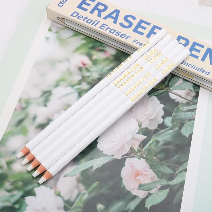 Precision Eraser Pen 10-Pack, Pencil Style Art Eraser for Sketching Drawing Detailing Drafting, Smudge-Free Clean Erasing for Artists Students School Office Supplies