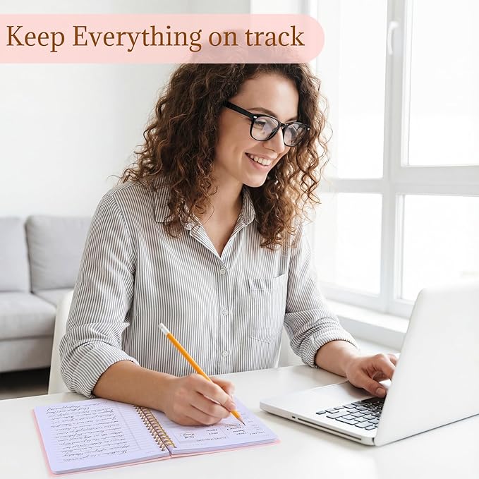 Thboxes Undated Daily Planner with Hourly Schedule, 5.71" X 8.35" Daily To DO List Noteboook Set Goals A5 Daily Personal Organizer Notepad for School Work Office Improve Efficiency Planner, Pink