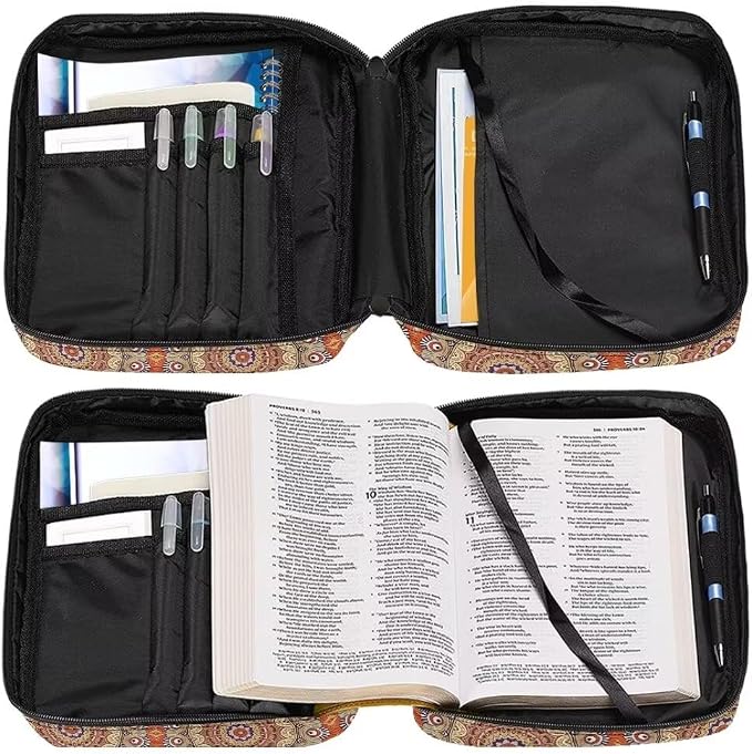 Coldinair Boho Hummingbird Bible Cover Case for Women,Carrying Book Cover Bible Holders with Handle and Zippered Pocket,Fits for Standard/Large Size Bible