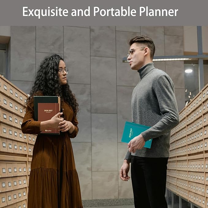 Daily Planner 2026-2027, Academic Calendar(July 2026 - June 2027) - One Page Per Day, Daily Monthly Agenda, 5.7" x 8.3" Appointment Book with Hourly Schedule and Monthly Tabs (Navy Blue)