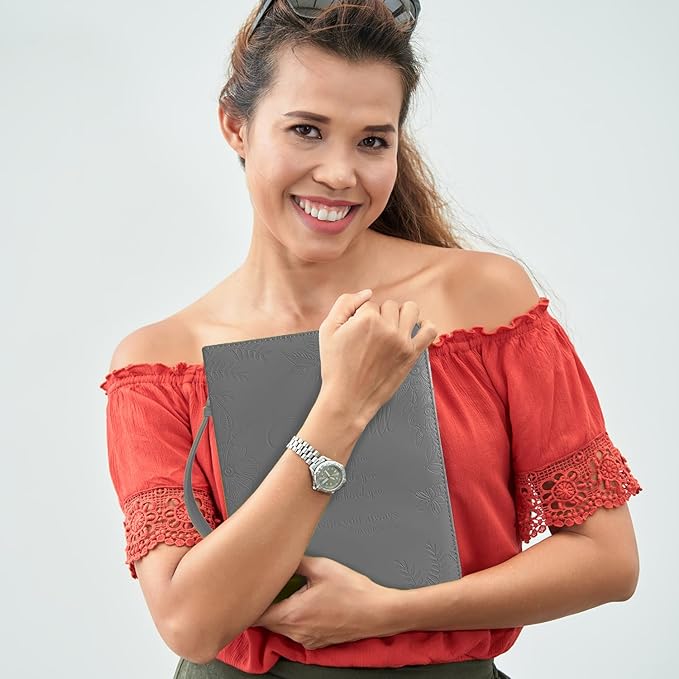 DEHITE Bible Cases for Woman — Leather Bible Covers for Women — Carrying Bag for Woman — Pen Slots — Zippered Pocket — Premium Faux Leather Holder — Christian Floral Accessories