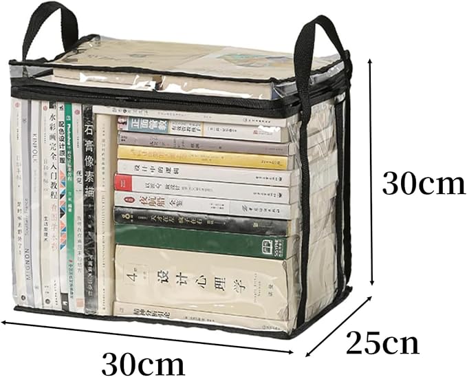 2 pcs Transparent PVC Book Storage Box, Foldable with Handle, Large Capacity Student or Office Book Organizer
