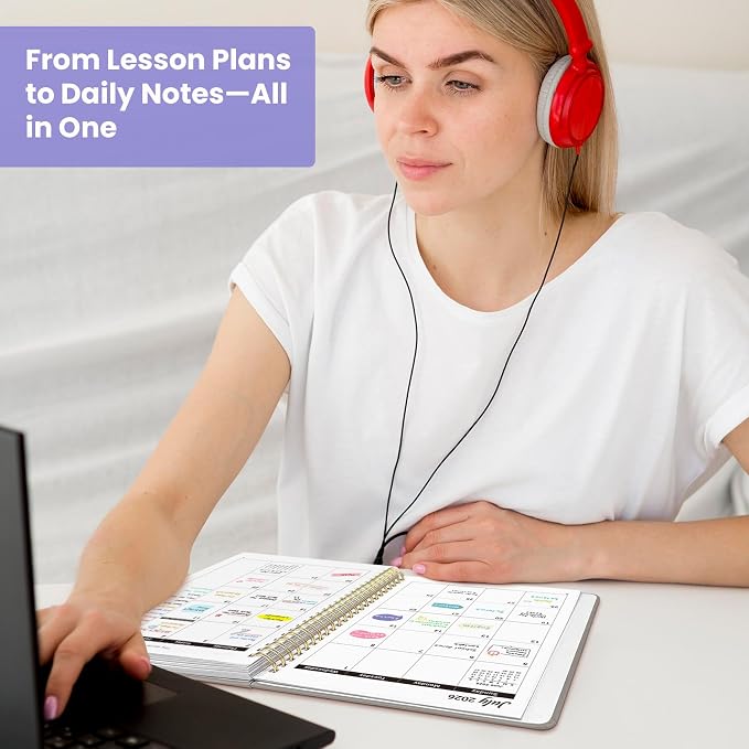 Planner 2026-2027, Monthly and Weekly Calendar Academic Planner July 2026 - June 2027, Hardcover Student Teacher Planning Agenda Book with Tabs, Perfect for Office School Supplies, A5 (6.3" x 8.5") - Lavender Bunch