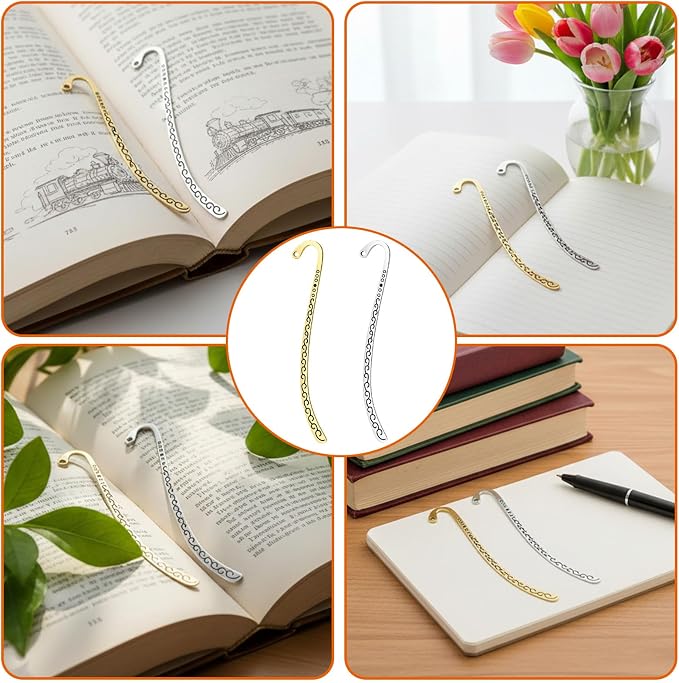 Tyqour 30PCS Metal Bookmarks Hairpin Hook Vintage Book Markers Carved Embossed Metal Bookmark Hooks for Teacher Reading Enthusiasts Jewelry Making Charms