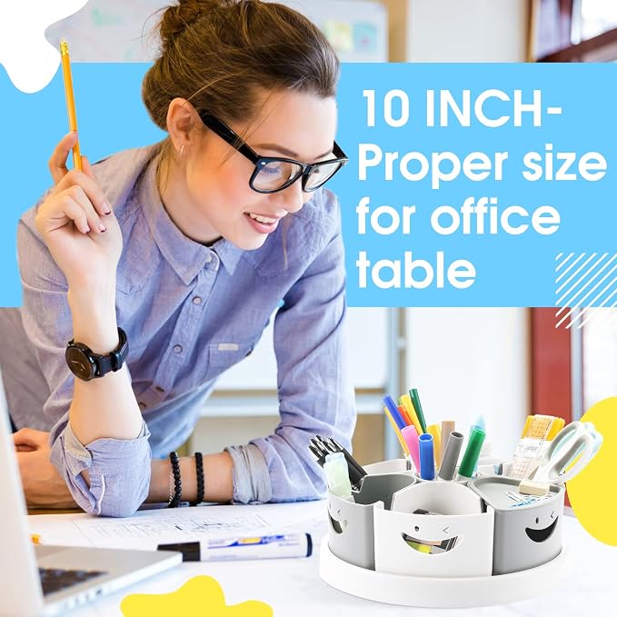 MeCids Art Supply Storage and Organizer - 360° Spinning Pen Holder and Pencil/Marker Organizer Caddy for Desk for Office, Classroom - Kids Craft Supplies Organization and Storage - Birthday Gifts