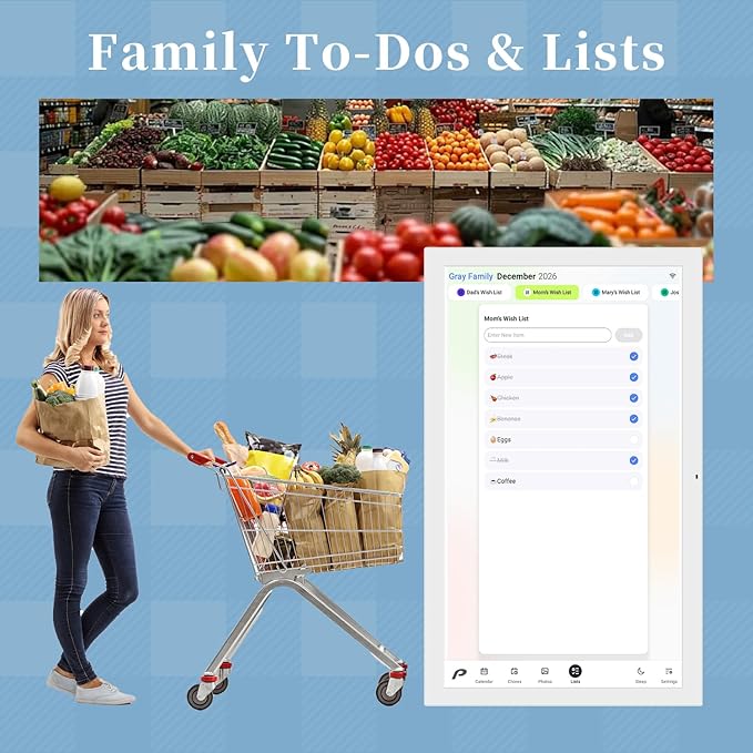 Digital Calendar, 21.5 inch Wall Planner & Chore Chart, FULL HD Interactive Touchscreen Display, Portable Smart Family Organizer, Event Planner, Perfect for Family Schedules - Wall Mountable, No Subscription (Free Magic Import)