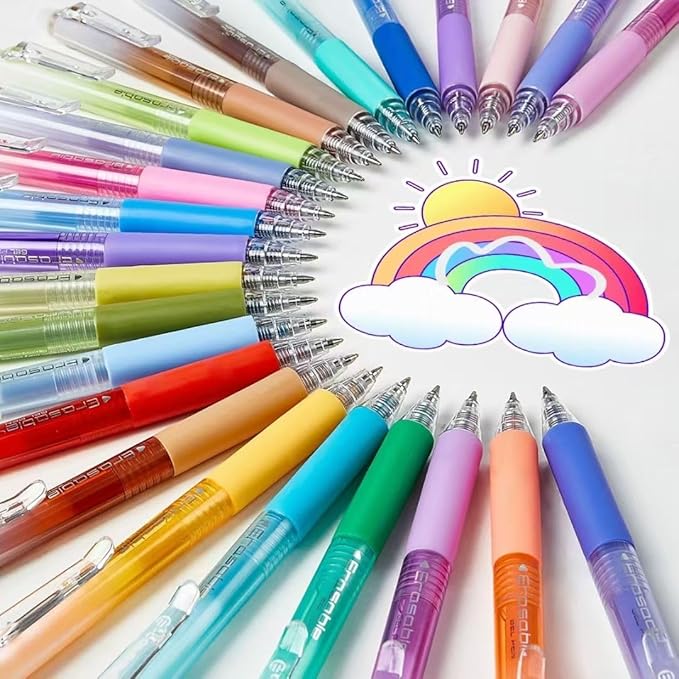 Retractable Erasable Gel Pens Clicker,Fine Point 0.7mm Smooth Writing Pens,Cute Pens For Writing Journaling Taking Notes School Office Home. (12 Colors)