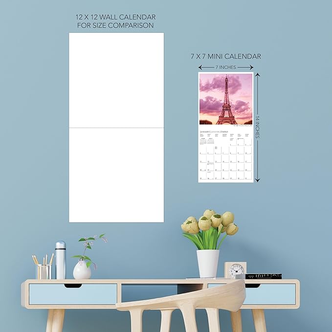 Graphique 2026 A Parisian Life Mini Wall Calendar | 7” x 7” | Thick Paper | Home & Office Organizer | Large Monthly Grid | 3 Languages & Marked Holidays | 4 Month Preview Page for 2027