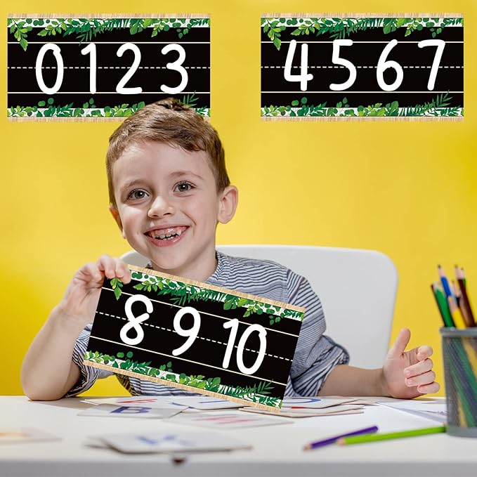 12 Pieces Alphabet Bulletin Board Strips Set Alphabet Line ABC Boho Banner & Number Border Posters for Preschool Kindergarten Classroom Playroom Bedroom (Simply Boho)