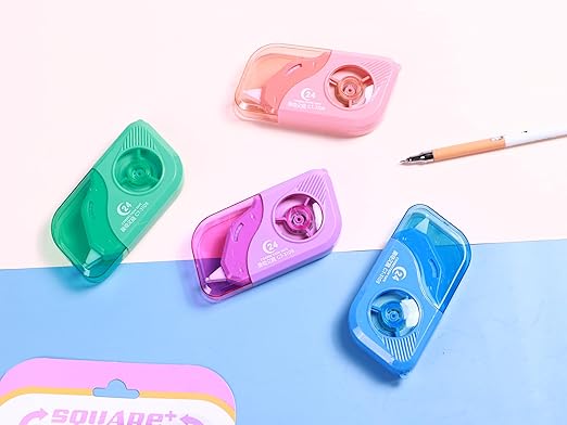 Aesthetic and Cute Camera-Shaped White Correction Tape, 49.21ft(15m) Each, 2-Count Pack, Easy to use, Dry Instantly, Clean and Tear-Resistant Tape Office or School Supplies (Pink+Purple)