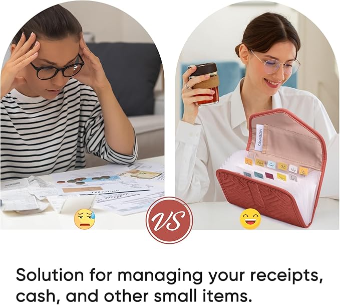 Fabric Receipt Organizer 7X5 - Receipt Holder 12 Pockets - Money Organizer - Elegant Receipt Holder - Coupon Holder - Cash Organizer - Envelope Organizer - Small Accordion File Organizer