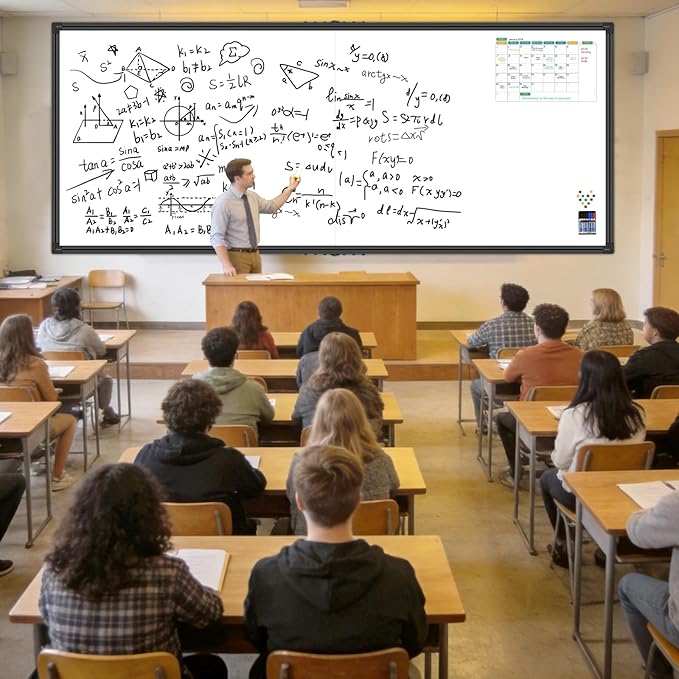 96"X48" Large Magnetic Whiteboard - 8x4 Feet Non-Reflective Coated Surface, Foldable Dry Erase Board, Black Aluminum Frame ,Suitable for Training Rooms and (Professional Accessory Set)