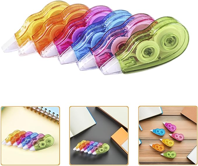 6pcs Correction Tape Set 12m Portable White Tape for Students Stationery Convenient Writing Corrector School Office Supplies Random Color