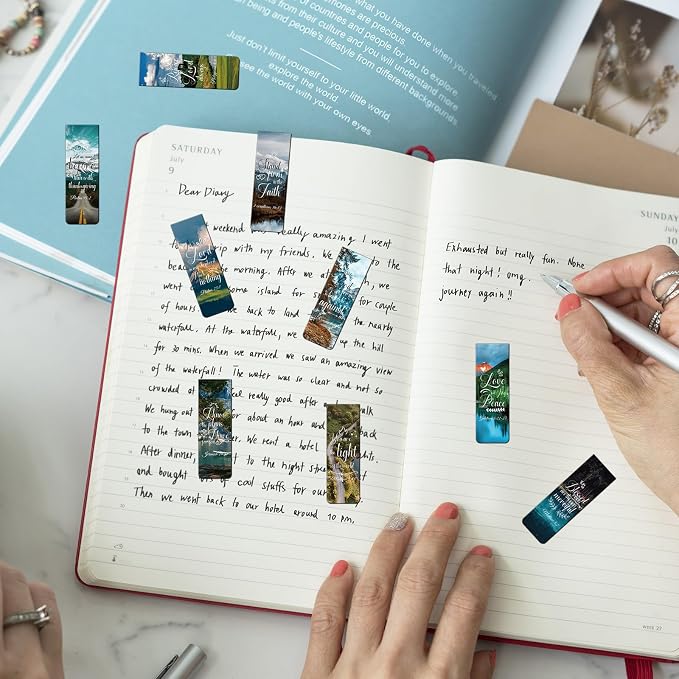 Bible Verse Magnetic Bookmarks - 30 PCs Christian Scripture Inspirational Aesthetic Book Marks Catholic Religious Motivational Book Marker Prayer Page Clips Reading Women Men Church Gifts