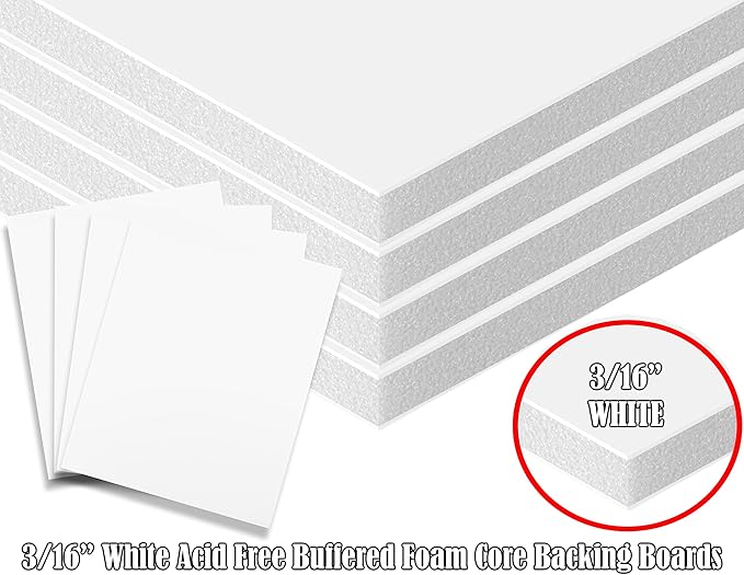3/16" White Foam Core Boards 24x48-50 Pack. Many Sizes Available. Acid Free Craft Poster Board for Signs, Buffered Presentations, School, Office and Art Projects