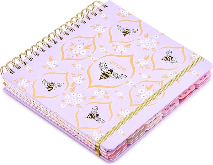 Votum 18 Month Hard Cover Planners/Calendars 10" x 10", January 2026 - June 2027 - Daily, Weekly & Monthly Organizer with Pens, Stickers, Sticky Notes, and a Sturdy Cover - Bee You