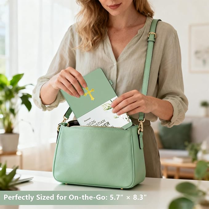 2026 Christian Planner for Women & Man – 5.7"x8.3" 12-Month Hardcover Bible Journal and Prayer Organizer, Faith-Based Weekly & Monthly Planner with Scripture Verses, Christian Gifts (Sage Green)