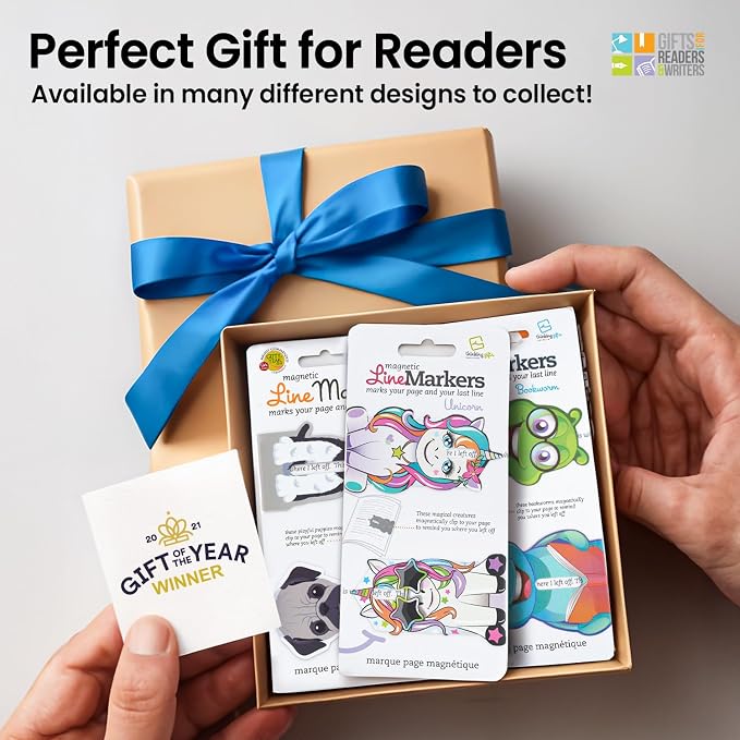 Gifts for Readers & Writers Linemarker Magnetic Bookmarks for Women & Men Unicorn, Set of 2 Magnet Bookmark Clips, Magnetic Page Holder & Book Marker for Reading with Cute Bookmarks Design for Kids