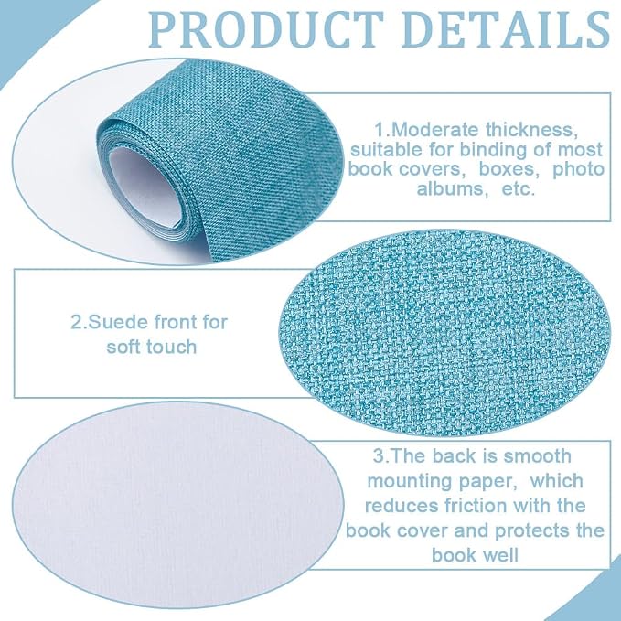 CRASPIRE 51 x 11.8inch Linen Book Cloth for Book Binding Fabric Surface Paper Backed Bookcover Books Album Scrapbooking Archival DIY Covering Protector Bookcloth Bookbinding Supplies Cadet Blue