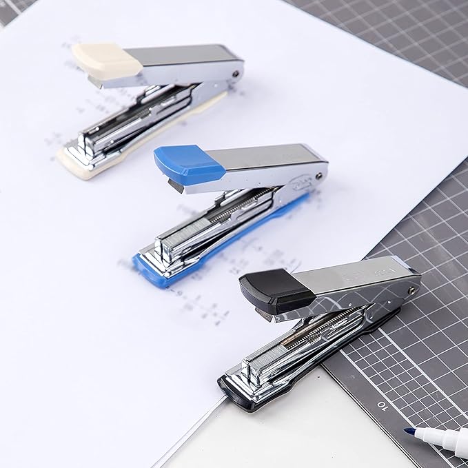 Liudan Stapler Stapler Set Durable Metal Portable Stapler 15 Sheets Capacity Classroom or Desktop Accessories Bule Grey Color Office Stapler (Color : A)