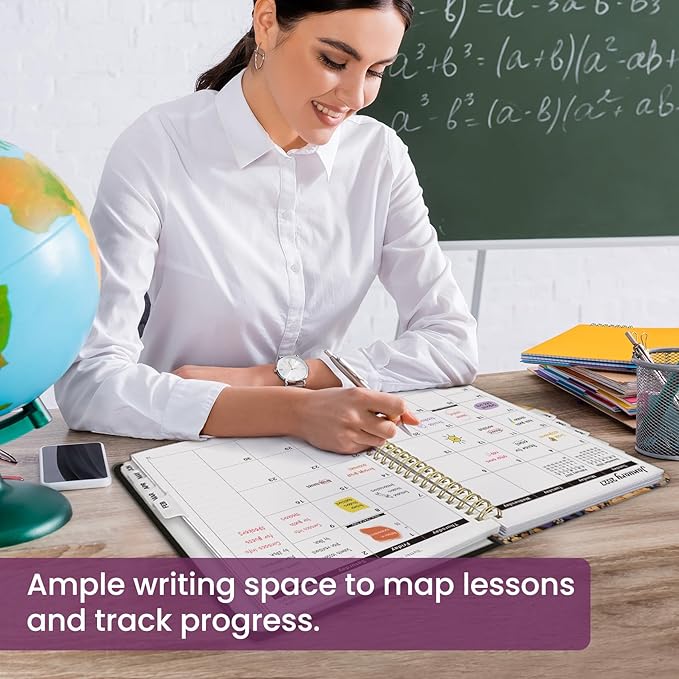 Academic Planner 2026-2027, Weekly and Monthly Calendar Book, July 2026 – June 2027, Hardcover Planner with Tabs, Perfect for Teachers, Students, Women & Men, A4 (8.5" x 11") - Midnight Bloom