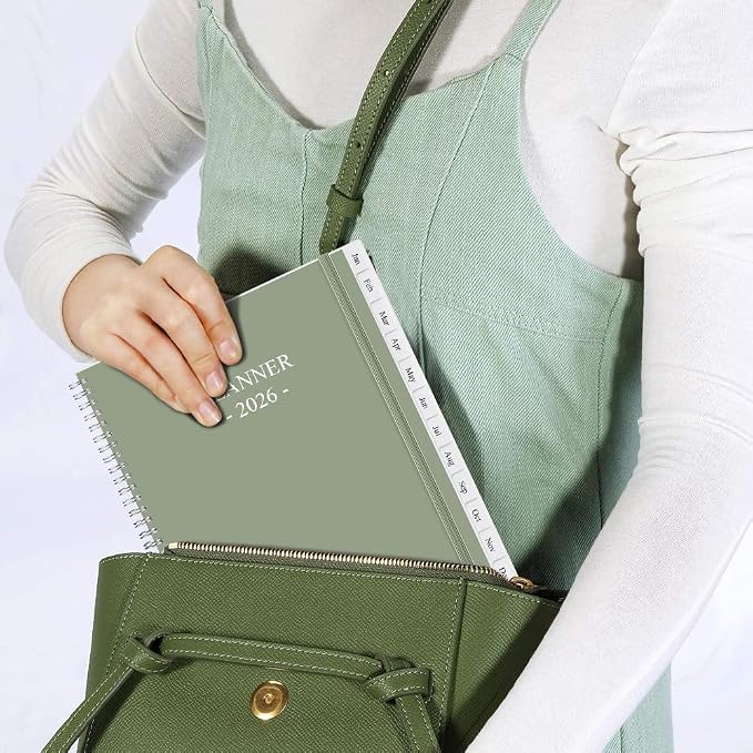 2026 Planner - Planner 2026 from January 2026 - December 2026, Monthly and Weekly Calender with 12 Tabs, 8.5" x 11", Green