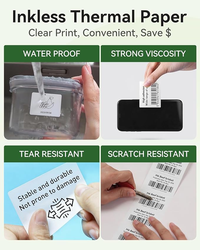 iDPRT 1.57' 1.18' Multi-Purpose Direct Thermal Labels (40mm30mm), Self-Adhesive Thermal Sticker for Address/Barcode/Mailing, Compatible with iDPRT SP310/SP320, Rollo, Zebra, Phomemo, etc, 800pcs