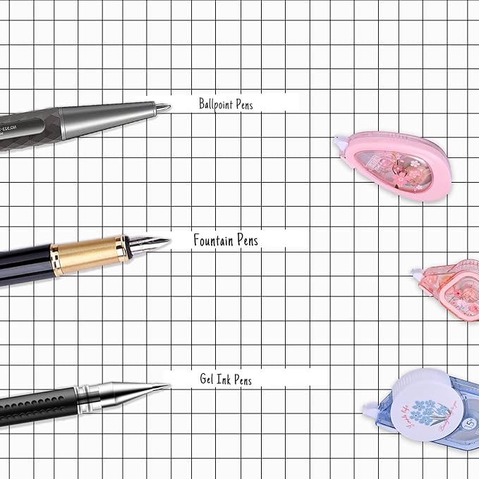 Temiary 4 Pcs White Smooth Pull Out Correction Tape, Quick Dry Applicator for Instant Corrections, Aesthetic Flower Pattern Correction Tapes for Students School Office Supplies (Cherry Blossom)