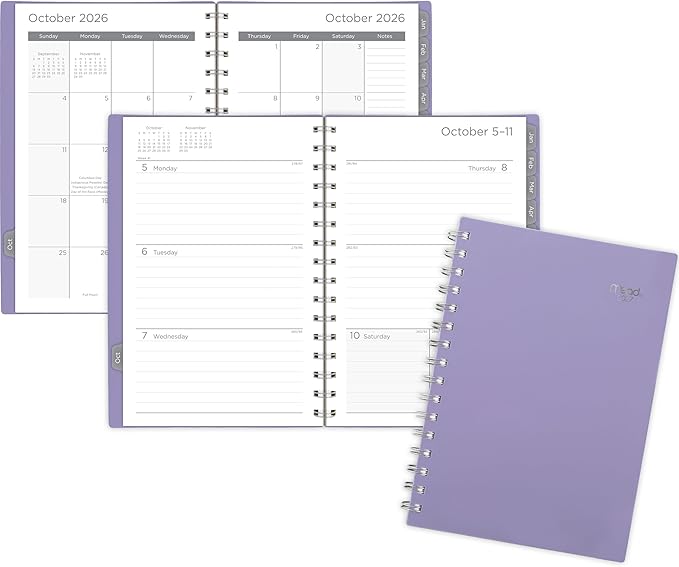 Mead 2027 Planner, Weekly & Monthly, 15-Month Oct-Dec, 5.5" x 8.5", Lilac (1806-200-27)