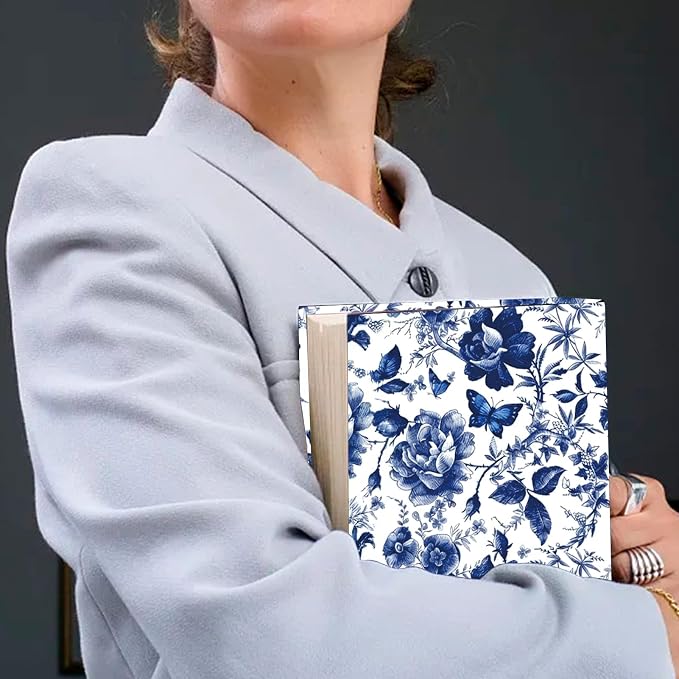 CRASPIRE Blue Stretchable Book Cover Rose Jumbo Fabric Reusable Washable Large Nylon Book Protector Elastic Notebook Wraps Suitable for Large Paperbacks Textbook Bookish Hardcover Book Lovers