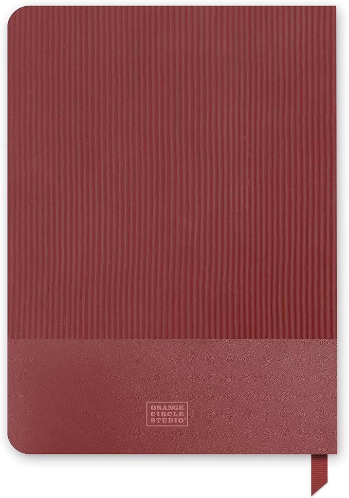 Orange Circle Studio 2026 Planner, Dots on Burgundy, 7.72" x 5.67", Medium Dual-Textured, August 2025 to December 2026, Monthly Planner, Dual-Surface Vegan Leather, Ribbon Markers