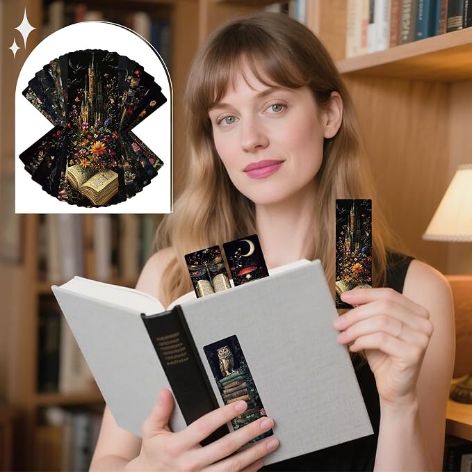 Dark Academia Bookmarks Gifts - 120 Pcs Gothic Vintage Flower Bookmark Dark Romance Book Mark Witchy Skull Rose Page Marker Clip for Women Men Book Lovers Students Teachers Bookish Reading