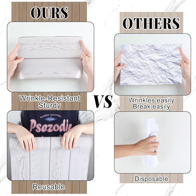 White Wood Bulletin Board Roll Reusable Waterproof Erasable Bulletin Board Fade Resistant Wrinkle Resistant Poster Non-Woven Fabric Bulletin Board Roll for Classroom Decor Wrap Crafts 15.55" x40ft