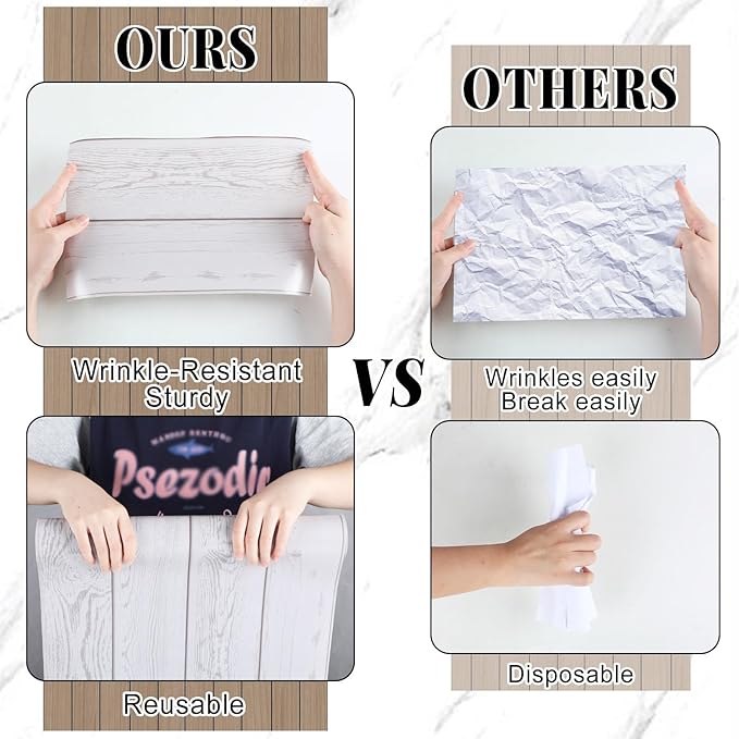 White Wood Bulletin Board Roll Reusable Waterproof Erasable Bulletin Board Fade Resistant Wrinkle Resistant Poster Non-Woven Fabric Bulletin Board Roll for Classroom Decor Wrap Crafts 15.55" x40ft