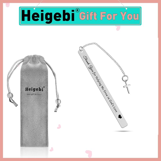 Heigebi Sunday School Teacher Gift Bookmarks Appreciation Gift for Religious Teachers, Mentor, Nanny, Preschool Babysitter Presents