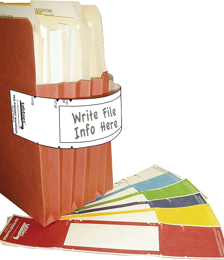 Tabbies File Pocket Handles, 9.63 X 2, White, 4/Sheet, 12 Sheets/Pack