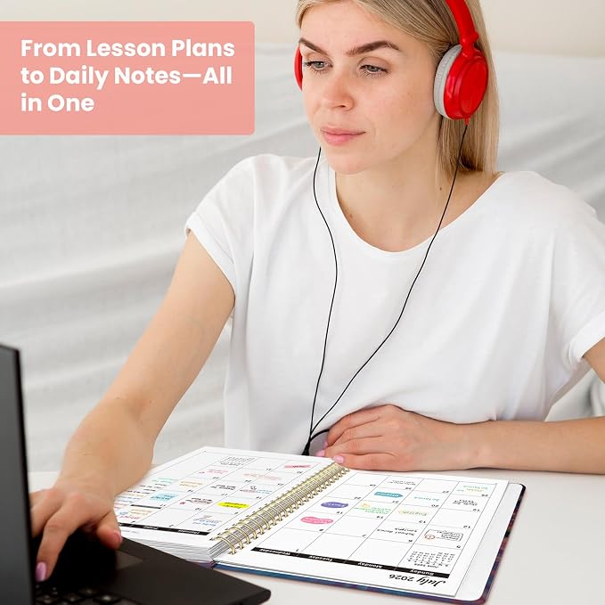 Planner 2026-2027, Monthly and Weekly Calendar Academic Planner July 2026 - June 2027, Hardcover Student Teacher Planning Agenda Book with Tabs, Perfect for Office School Supplies, A4 (8.5" x 11") - Radiant Pastures