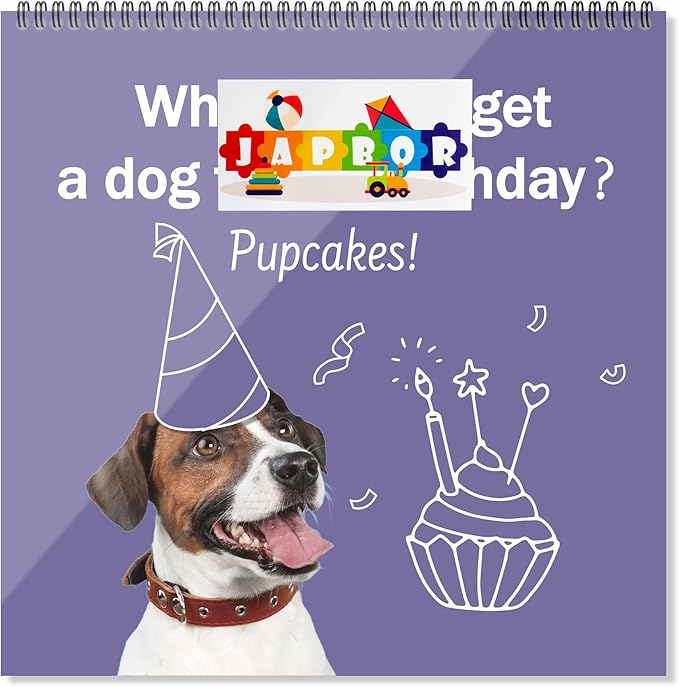 JAPBOR Funny Dog Joke Pun Calendar - 2PCS 2026 Dogs Themed Wall Calendar, 12 Months Hanging Planner with Thick Paper, Animals Weekly Monthly Home Office Organizer for New Year Christmas Gifts (11" x 11")