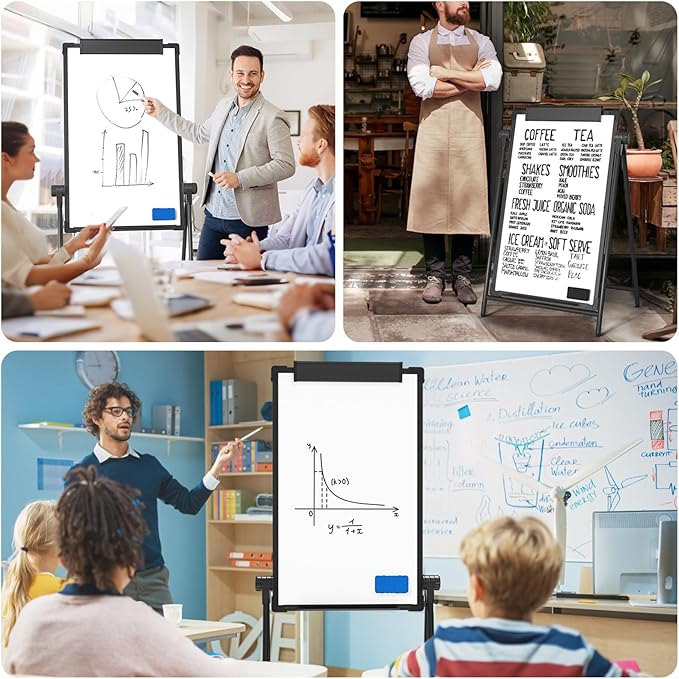 MaxGear Double-Sided Whiteboard with Stand, 36" x 24" Large Dry Erase Easel Board, Height Adjustable Aluminum Alloy Frame, Portable Stable A-Stand for Office & Classroom