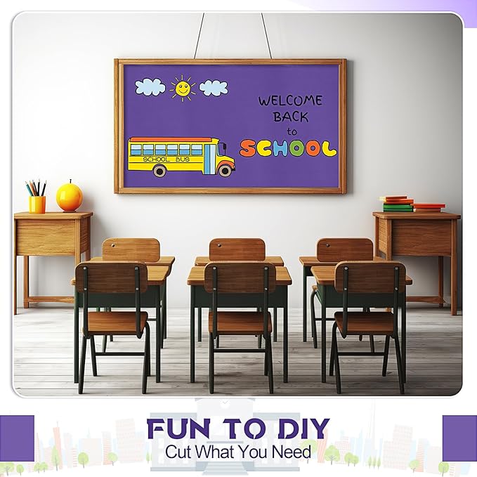 Hahafelt 16 in x 40 Ft Fabric Bulletin Board Roll Classroom Non Woven Fabric Background Decorations Waterproof Wrinkle Resistant Bulletin Board for Back to School Wall Decor(Purple,Pure)