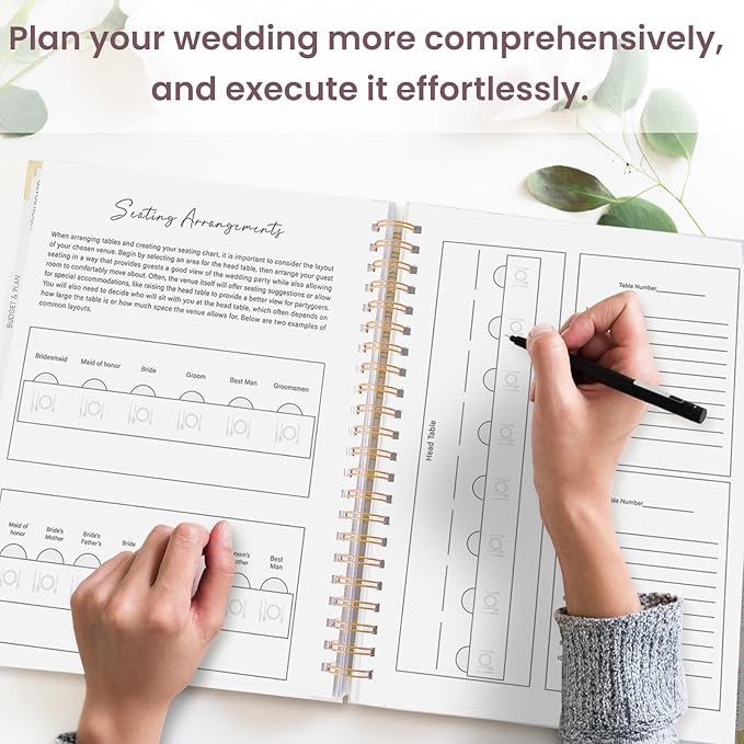 Wedding Planner Book and Organizer for the Bride, 9x12" Wedding Planning Book with 5 Tabbed Sections, Pockets, Checklists, Calendars, Countdown, Metal Corner, Engagement Gifts for Couples, Floral